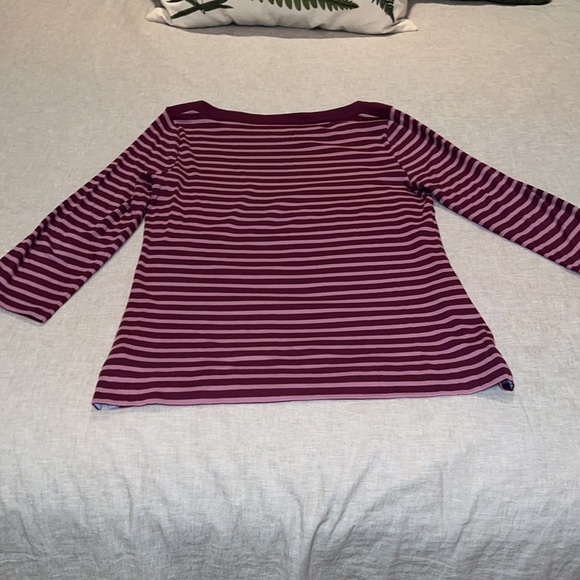 Talbots Striped Stretch Weekend 3 Quarter Inch Sleeve Tee Shirt - Picture 6 of 6